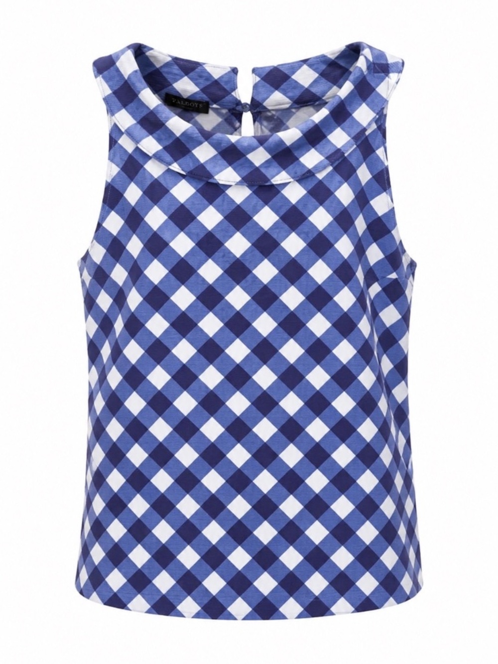 M104 Talbots Blue & White Gingham Shell Medium Petite